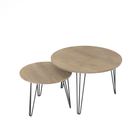 27.56'' Round Nesting Coffee Table Set of 2, Circular Nesting End Table Set, Round Wooden Tabletop, and Sturdy Metal Base for Living Room, bedroom, Brown