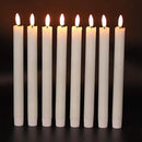 GenSwin Flameless Flickering Taper Candles with 2 Remote Controls and Timer, Real Wax 3D Wick Light Window Candles Battery Operated Pack of 8, Christmas Home Wedding Decor(White, 0.78 X 9.64 Inch) by CozyNest Decor