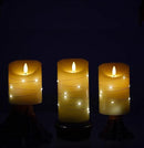 DANIP Ivory LED flameless Candle, with Embedded Star String, 3-Piece LED Candle Set, with 11 Button Remote Control, 24-Hour Timer Function, Dancing Flame, Real Wax, Battery Powered. (Ivory) by CozyNest Decor