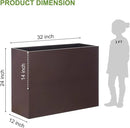 Metal Rectangular Planter Box Tall Planters for Outdoor Plants Modern Heavy Duty with Drainage Holes for Outside Indoor Patio Deck - Brown, 32”x 12”x 24” by GreenHaven Gardens