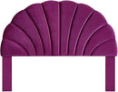 24KF Stunning Crown Design King Headboard, Upholstered Soft Velvet Petal Pattern Headboard King/CA King-Violet by CozyNest Decor