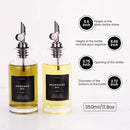 Molimoli Oil and Vinegar Dispenser with Metal Pour Spout, Weighted Pourer, Glass Bottle Dispenser for Kitchen, Olive Oil Cruet, Glass Olive Oil Bottle |350ml, Set of 2 by CozyNest Decor