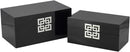 Galt International Storage Box Set Decorative Storage Box w/Hinged Lid Classic Design Wood Decor Boxes with Geometric Clasp Storage for Bedroom & Home - Set of 2 (Black & Silver) by CozyNest Decor