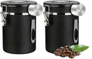 Coffee Canister Airtight Coffee Storage Container Stainless Steel Air Tight Coffee Jar with Scoop, Date Tracker and CO2 Release Valve for Beans, Ground, Tea, Flour, Cereal and Sugar (2pcs-Black-1.8L) by CozyNest Decor