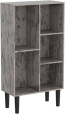 5 Cube Small Bookshelf,3 Tier Mid-Century Modern Bookcase with Legs,Wood Bookshelves Storage Organizer Shelf,Free Standing Narrow Book Shelves,Rustic Grey Corner Bookcases for Bedroom,Living Room by CozyNest Decor