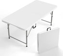 VINGLI 4 FT Plastic Folding Camping Table,3-Level Adjustable Height, Portable in/Outdoor Party Picnic Dining Desk, Garden Soccer Multipurpose Entertaining Activities，White by GreenHaven Gardens