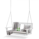 Heavy Duty Poly Lumber HDPE Porch Swing with Mounting Kit and Accessories Outdoor Hanging Chair with Cup Holders Swinging Bench for Patios, Backyard Poly Wooden Seating, Sturdy Steel Chains by GreenHaven Gardens