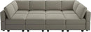 Belffin Modular Sectional Sofa with Storage Chaises Sectional Sleeper Sofa Couch 8 Seat Sectional Bed Grey by CozyNest Decor