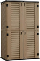 HOMSPARK Storage Shed Weather Resistance, Multi-Purpose Outdoor Storage Cabinet for Backyards and Patios, Horizontal Storage Shed for Lawnmower, Patio Accessories (Coffee, Tall - 53 cu.ft) by GreenHaven Gardens