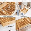 Premium Silverware, Flatware and Utensil Organizer for Kitchen Drawers, Food-Safe Contract Grade, Expandable from 18 to 33 In, Natural Bamboo by CozyNest Decor