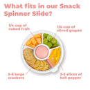 GoBe Kids Small Snack Spinner Slide Bundle with Hand Strap and Sticker Sheet - Reusable Snack Container with 5 Compartment Dispenser and Lid | BPA/PVC Free | Dishwasher Safe | No Spill by TinyTreasures Baby Boutique