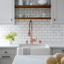 Copper Pre-Rinse Spring Kitchen Faucet, Single Level Solid Brass Kitchen Sink Faucets with Pull Down Sprayer - AK96518C