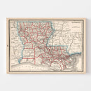 Vintage Map of Louisiana 1893
