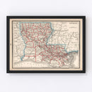 Vintage Map of Louisiana 1893