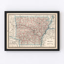 Vintage Map of Arkansas 1893