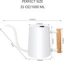 Watering Can Indoor Plants, 35oz Small Watering Can Indoor Stainless Steel Metal Watering Can Modern Decorative Watering Pot with Long Spout for Indoor House Plant Bonsai Outdoor Garden Flowers -White by GreenHaven Gardens