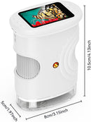 Handheld Microscope for Kids with 2" Screen, Pocket Microscope Magnifying Glass for Kids, Portable STEM Toys for Age 5 6 7 8 9 10 11 12, Photo & Video Edu Gift USB Rechargeable - White by TinyTreasures Baby Boutique