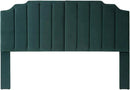 24KF Jade Velvet Tufted King Upholstered Headboard, Modern Vertical Channel Design California King Headboard with Stepped Silhouette Top Edge,Jade by CozyNest Decor