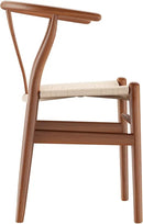 Tomile Solid Wood Wishbone Chair Y Chair Mid-Century Armrest Dining Chair, Hemp Seat (Ash Walnut Color, Pack of 2) by CozyNest Decor