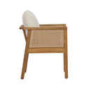 7 Pieces Acacia Wood Outdoor Dining Set with Cream Cushions and Natural Wicker by HouseOfZazla