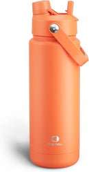 Insulated Water Bottle with Straw Stainless Steel Water Bottle, Leak-Proof, BPA-Free, Double Wall Vacuum Keeps Cold for 24 Hours for Sports, Travel, School (32 oz, Moderate Orange) by CozyNest Decor