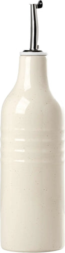 famiware Jupiter 16oz Ceramic Olive Oil Dispenser Bottle, 1 Piece Oil Dispenser for Kitchen with Stainless Steel Pourers, Suitable for Storage Vinegar, Soy Sauce, Coffee Syrup, Vanilla White by CozyNest Decor