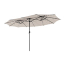 15 Feet Twin Patio Umbrella with 48 Solar LED Lights by LJGDeals