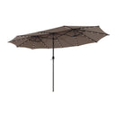 15 Feet Twin Patio Umbrella with 48 Solar LED Lights-Beige by DirectDeals