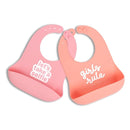 Bella Tunno Baby Bib for Eating, Waterproof Silicone Bib with Large Food Catcher, Adjustable Fit for Babies 4-12 months & Toddlers 1-3 Years, Boys & Girls, Lets Take a Selfie + Girls Rule by TinyTreasures Baby Boutique
