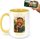 Personalized Coffee Mug, Custom Photo Caricature Gift, Funny Customized Coffee Gift for Men & Women, Custom Mugs with Pictures, Yellow 15oz Customized Ceramic Tea Cup by TinyTreasures Baby Boutique