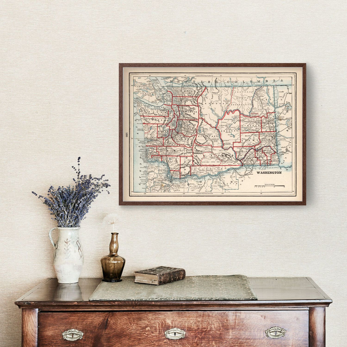 Vintage Map of Washington 1893, photo 3 of 5
