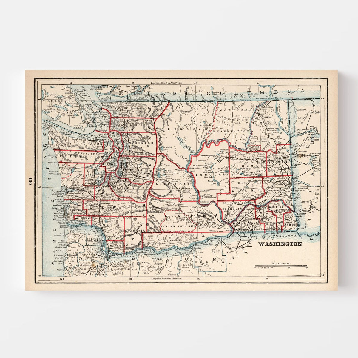 Vintage Map of Washington 1893, photo 4 of 5