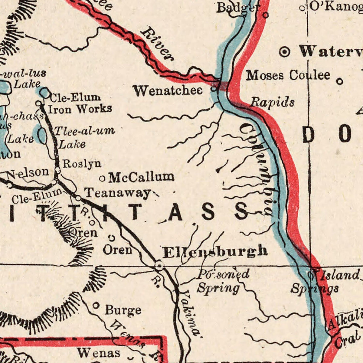 Vintage Map of Washington 1893, photo 2 of 5