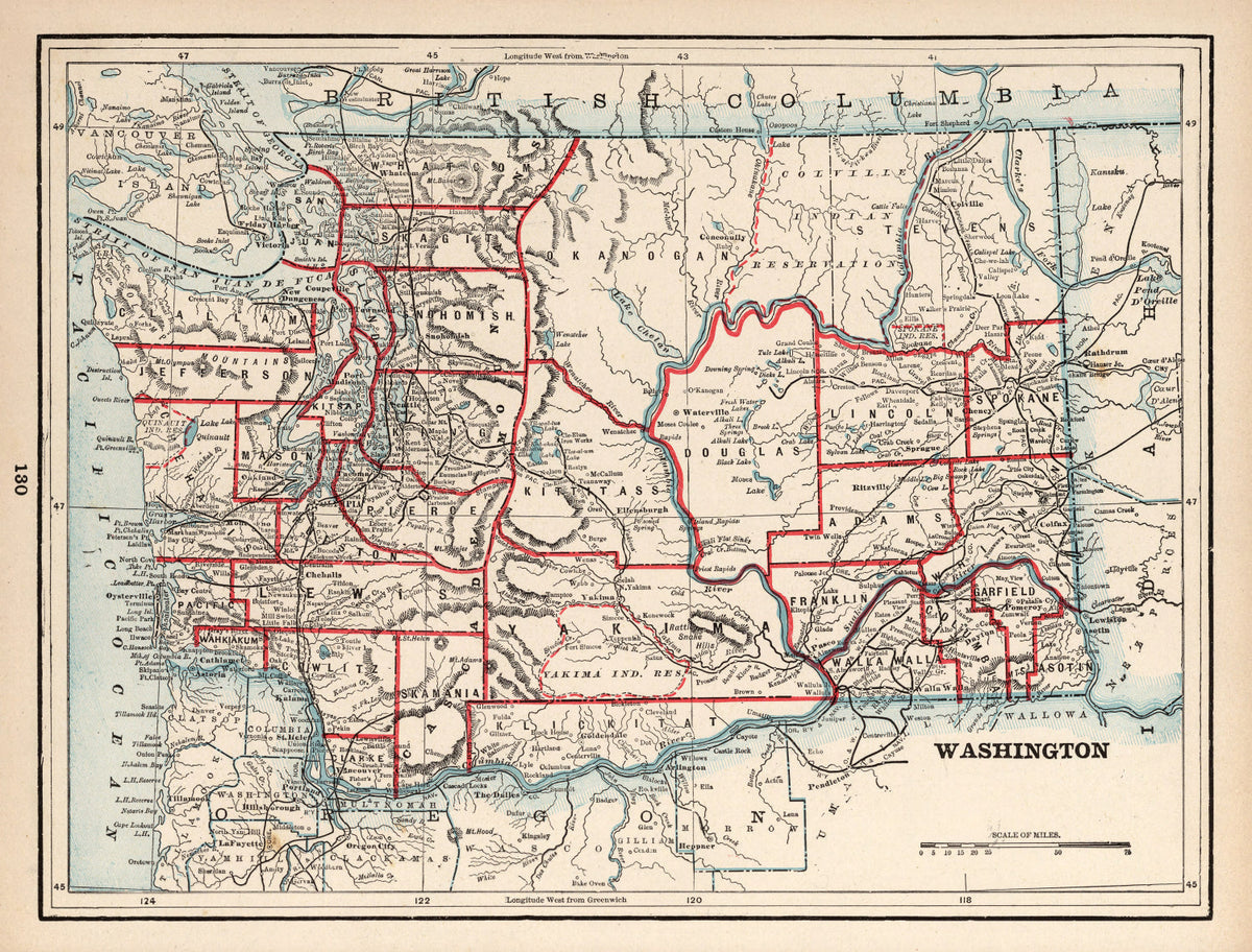 Vintage Map of Washington 1893, photo 5 of 5