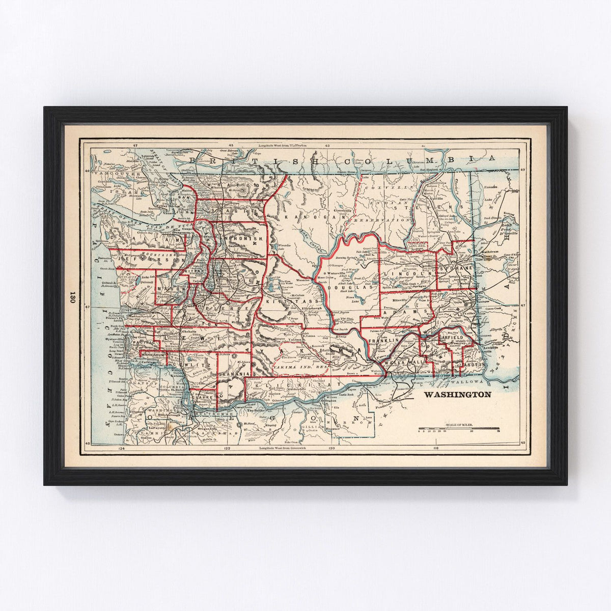Vintage Map of Washington 1893
