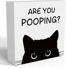 Funny Bathroom Decor Are You Pooping Cat Sign Funny Bathroom Toilet Table Decoration Funny Cat Gifts Bathroom Wall Decor Cat Gifts for Women Gifts for Cat Lovers, Funny Bathroom Wooden Box Sign Decor by CozyNest Decor