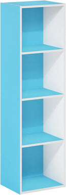 Furinno Luder Bookcase / Book / Storage, 4-Tier Cube, Light Blue/White by TinyTreasures Baby Boutique