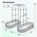 KING BIRD Raised Garden Bed with Arched Trellis Galvanized Planter Garden Box Outdoor for Gardening, Climbing Vegetables, Flowers 5.9x2.95x0.98 Ft 2PCS, Silver by GreenHaven Gardens
