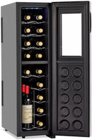 Wine Enthusiast 18-Bottle Slimline Dual Zone Wine Cooler - Energy Efficient Freestanding Wine Refrigerator - Upright Bottle Storage, Adjustable Thermostat, Digital Touchscreen (20.5” x 10.7" x 36.8”) by CozyNest Decor