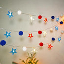 4th of July Decorations 9.85FT Red White and Blue Star String Lights Pom Pom Star Lights Battery Operated with Timer Fairy Lights for Independence Day Memorial Patriotic Fourth of July Decor for Home by CozyNest Decor