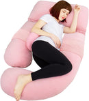 AS AWESLING 60in Full Body Pillow | Nursing, Maternity and Pregnancy Pillow | Extra Large U Shape Pillows with Detachable Side, Separate Support Pillow and Removable Cover Velvet (Light Pink) by TinyTreasures Baby Boutique