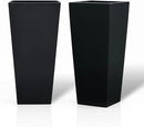 GreenShip 27" Tall Planters, Set of 2 – Black Outdoor Planter for Front Porch & Tall Plants, Weather-Resistant, with Drainage Hole & Rubber Plug (No Plants Included) (Black-2pcs) by CozyNest Decor