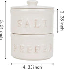 Vintage Ceramic Salt and Pepper Shaker Set Condiments Cellar Stacking Bowls With Lid by CozyNest Decor