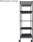 60"x24"x72" PRIME HEAVY DUTY Black 5-Tier Wire Shelving NSF 3000 LBS MAX Capacity Storage Rack for Commercial, School, Home, Garage, Warehouse, Industrial, and Hospital Uses (with Wheels) by CozyNest Decor