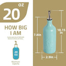 Sweejar Ceramic Olive Oil Dispenser Bottle, 20 Oz Relief Design EVOO Oil and Vinegar Dispensing Bottle with Spout for Kitchen, Set of 1 (Gradient Blue) by CozyNest Decor