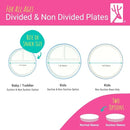 Elk and Friends Kids 6.7” Porcelain Divided Plates with Silicone Suction Sleeves + Silicone Lids | Suitable for Babies/Kids/Toddlers | Microwave & Dishwasher Safe | Non Slip | Snack Dishes | 4 Pack by TinyTreasures Baby Boutique