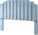 24KF Seaglass Velvet Tufted King Upholstered Headboard, Modern Vertical Channel Design California King Headboard with Stepped Silhouette Top Edge, Seaglass by CozyNest Decor