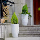 Worth Garden 2-Pack 21" H. White Tall Planters - 14'' Dia Resin Large Round Flower Pots for Outdoor Plants Trees - Imitation Stone Finish Plastic Indoor Front Porch 9 Gallon Decorative Container Patio by CozyNest Decor