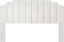 24KF White Teddy Fabric Tufted King Upholstered Headboard, Modern Vertical Channel Design California King Headboard with Stepped Silhouette Top Edge,6026-K-Teddy White by CozyNest Decor
