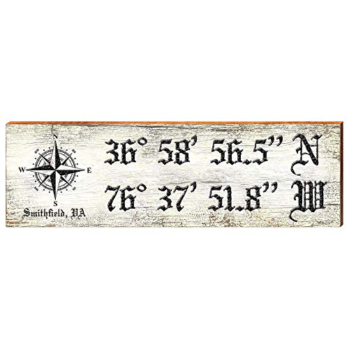 Smithfield Latitude Longitude Home Decor Art Print on Real Wood